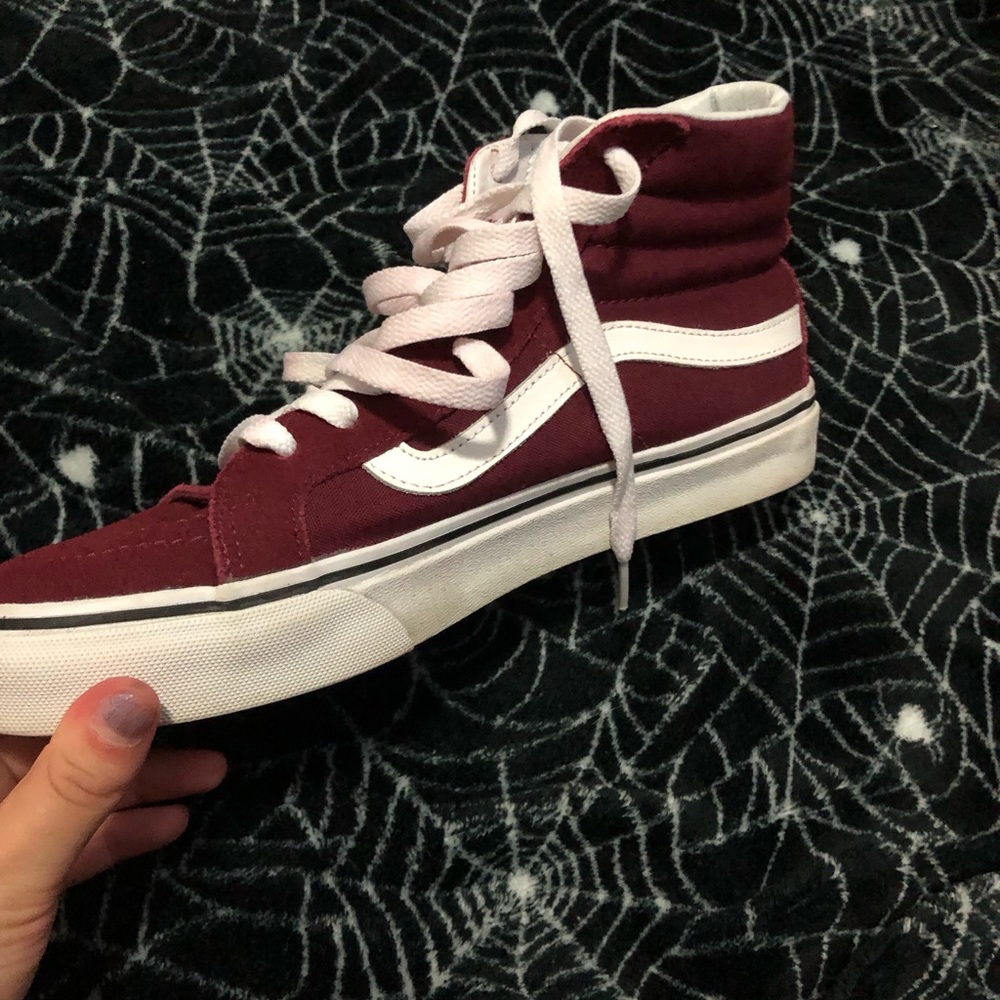 Burgundy high top vans